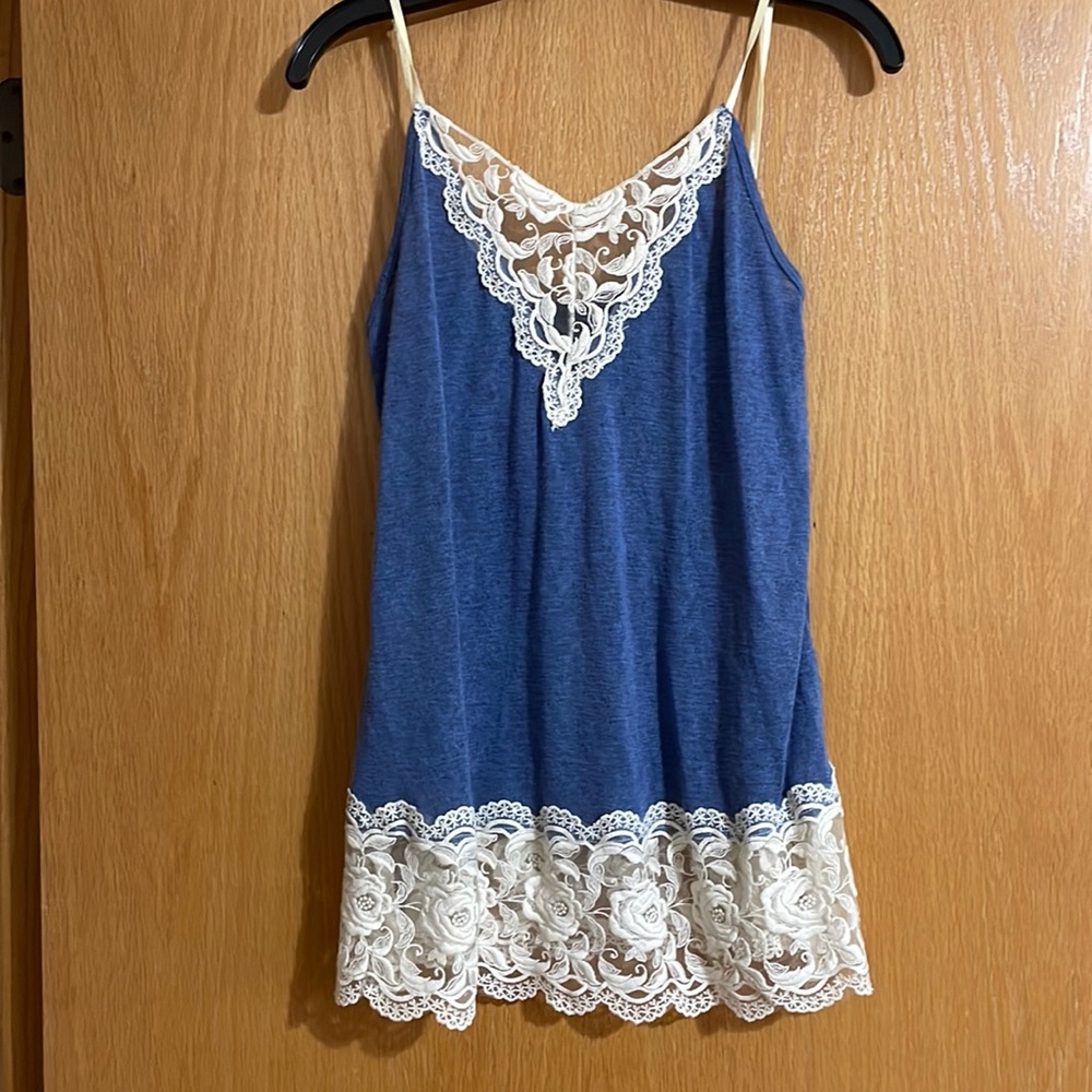 Young Heart Blue Lace Camisole, Size L